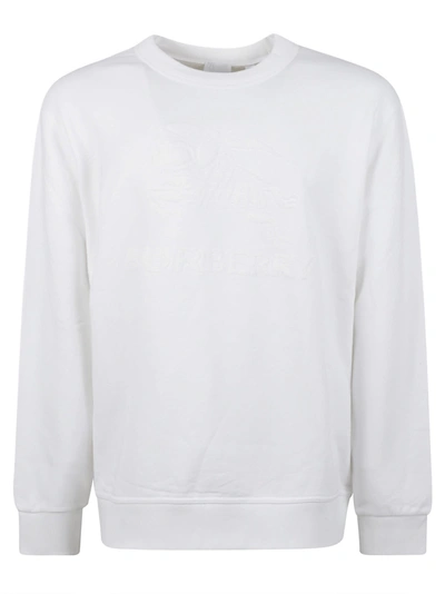 Shop Burberry Logo Embroidered Rib Sweatshirt In White