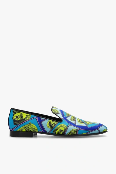 Shop Versace Multicolour Satin Loafers In New