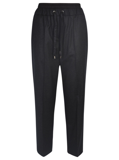Shop Brunello Cucinelli Drawstring Lace Trousers In Anthracite