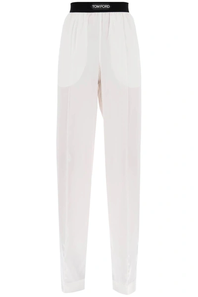 Tom Ford Primrose Liliac Silk Satin Pijama Pants In White