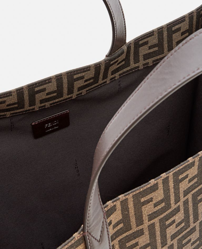 Fendi Recycled Ff Jacquard Fabric Tote Bag In Brown