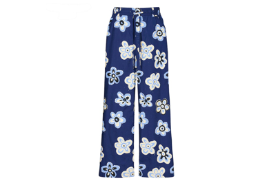 Pre-owned Uniqlo X Marni Easy Wide Fit Flower Pants (asia Sizing) Blue