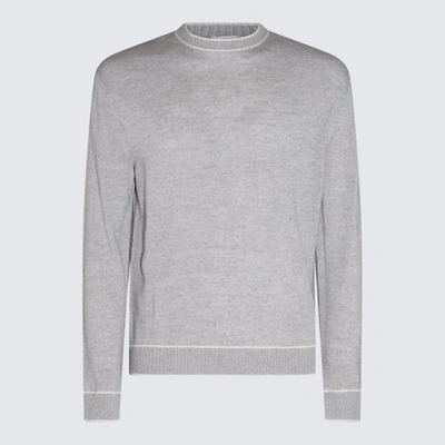 Shop Eleventy Grey And White Wool Jumper