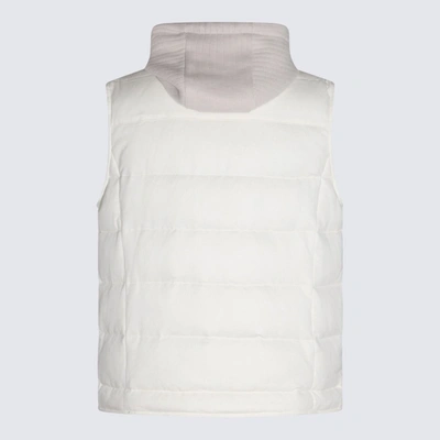 Shop Eleventy White Silk And Cashmere Vest Down Jacket