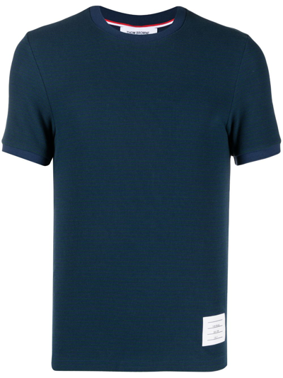 Shop Thom Browne Blue Micro-waffle Cotton T-shirt