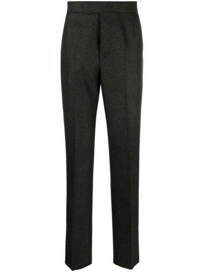 Shop Thom Browne Green Wool Straight-leg Trousers
