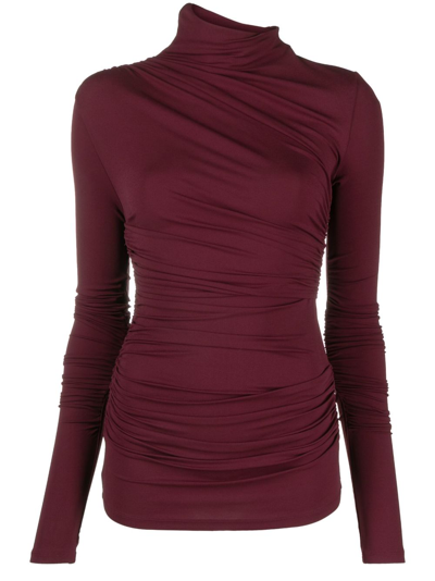 Shop Tove Red Leomie Asymmetric Gathered Top