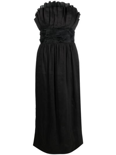 Shop Aje Black Whisper Pleated Midi Dress