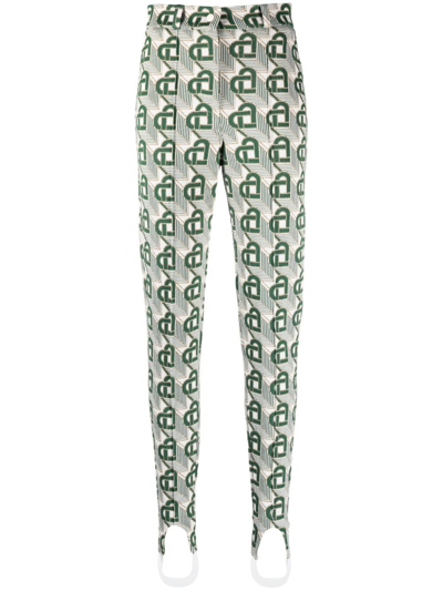Shop Casablanca Heart Monogramme Tailored Trousers - Women's - Cotton/polyester/metallic Fibre/polyamidelyocellcotto In Green