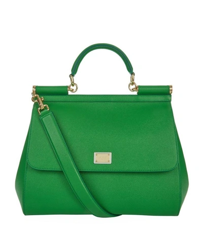 Shop Dolce & Gabbana Large Sicily Top Handle Bag In Green