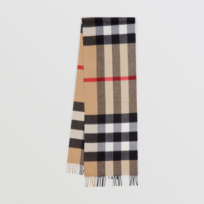 Burberry Check Cashmere Scarf In Archive Beige