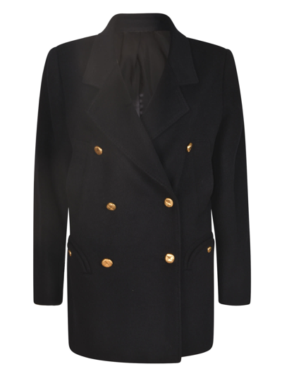 Shop Blazé Milano Double-breasted Buttoned Coat In Navy