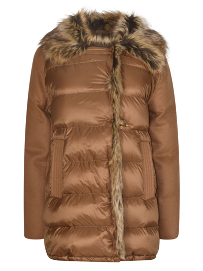 Shop Fay Fur Detailed Padded Jacket In C800