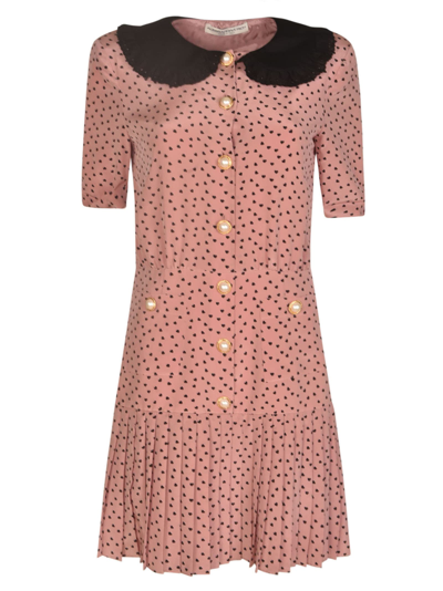 Shop Alessandra Rich Dotted Print Dress In Rose/black