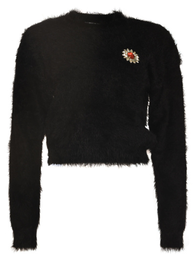 Shop Moschino Fur Coated Sweater In Black