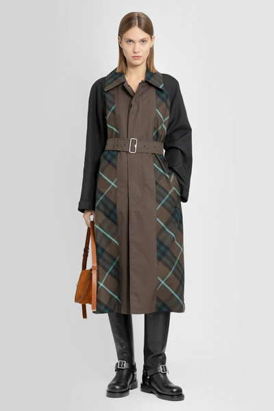 Shop Burberry Woman Green Coats