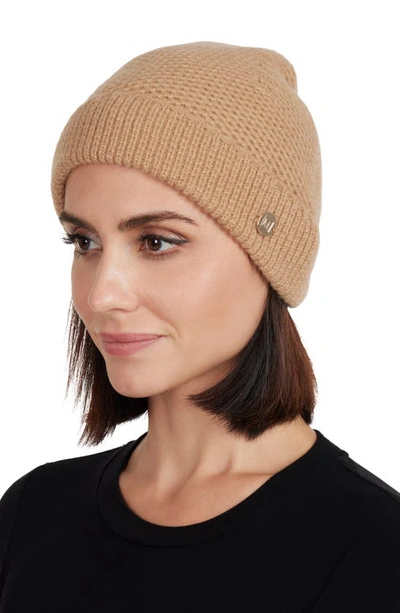 Shop Bruno Magli Honeycomb Knit Cashmere Beanie In Camel