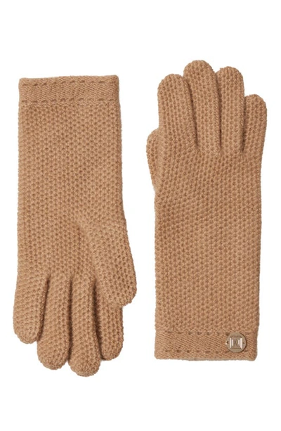 Shop Bruno Magli Cashmere Honeycomb Knit Gloves In Camel