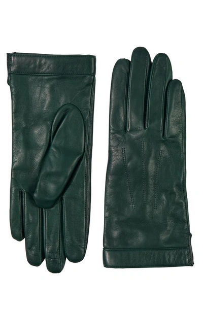 Shop Bruno Magli Cashmere Lined Leather Gloves In Green