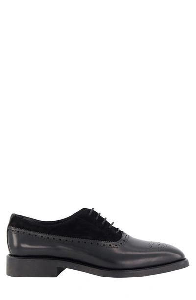 Shop Karl Lagerfeld Paris Leather & Suede Whipstitch Oxford In Black