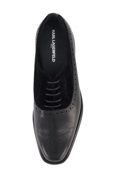 Shop Karl Lagerfeld Paris Leather & Suede Whipstitch Oxford In Black