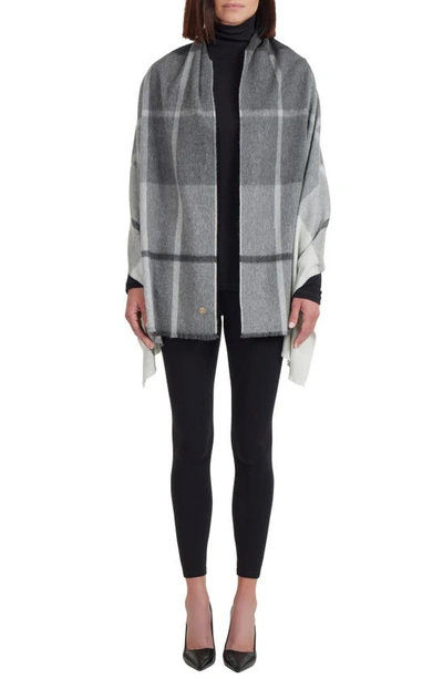 Bruno Magli Plaid Cashmere Scarf In Grey