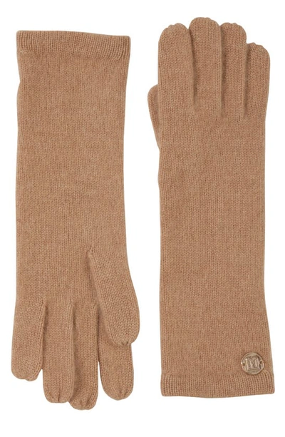 Bruno Magli Cashmere Jersey Knit Gloves In Camel