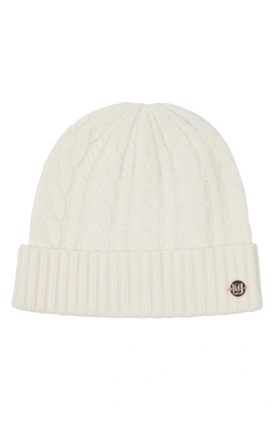 Shop Bruno Magli Cashmere Chunky Knit Cable Hat In Ivory