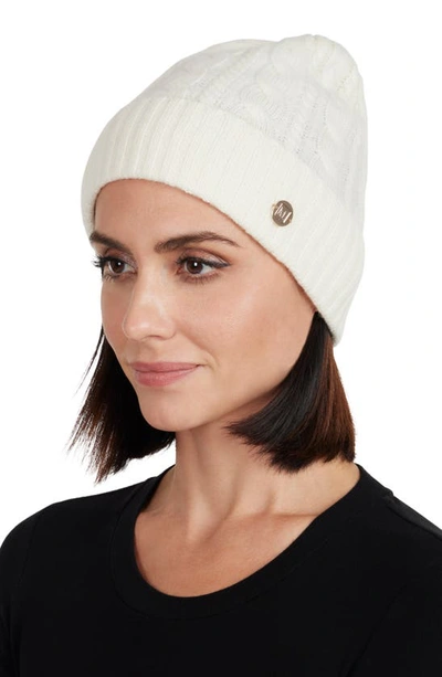 Shop Bruno Magli Cashmere Chunky Knit Cable Hat In Ivory