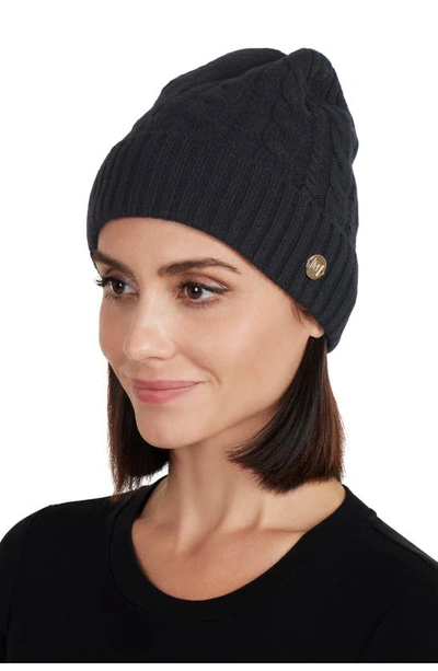 Shop Bruno Magli Cashmere Chunky Knit Cable Hat In Black