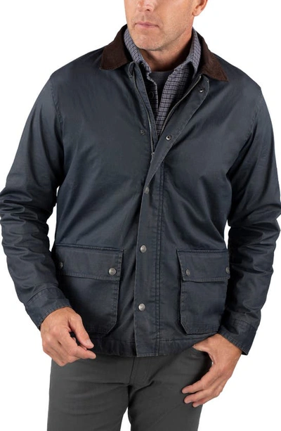 Shop Tailor Vintage Herigate Waxed Stretch Cotton Jean Jacket In Navy Blazer