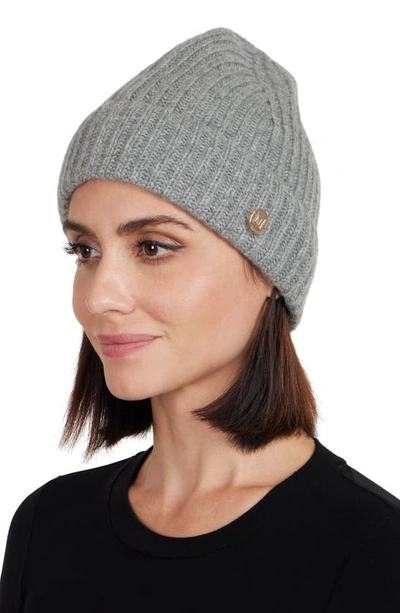 Shop Bruno Magli Cashmere Ribbed Knit Beanie In Grey