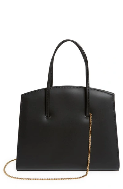 Shop Little Liffner Mini Chained Minimal Leather Tote Bag In Black