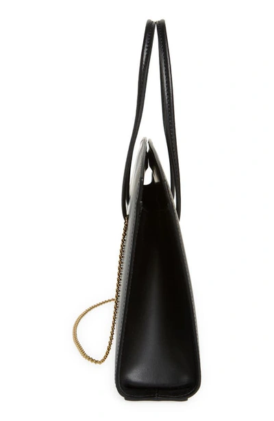 Shop Little Liffner Mini Chained Minimal Leather Tote Bag In Black