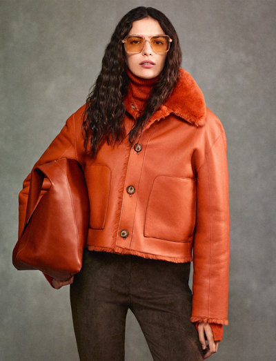 Joseph Alloway Reversible Shearling Jacket In Cinnamon