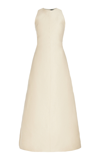 Shop Brandon Maxwell The Shiva Linen-silk Maxi Dress In Yellow