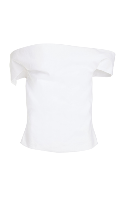 Shop Rosie Assoulin Can't Bare It Off-the-shoulder Cotton Top In White