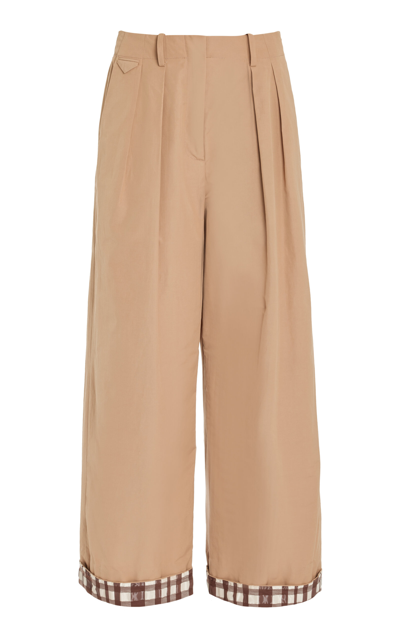Shop Rosie Assoulin Tailored Cropped Wide-leg Pants In Khaki