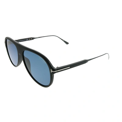 Shop Tom Ford Nicholai Tf 624 02d Unisex Aviator Sunglasses In Blue