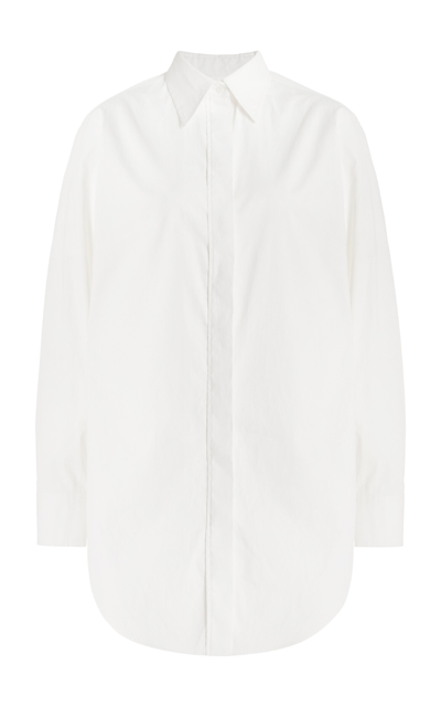 Shop Brandon Maxwell The Mira Split Back Cotton Shirt In White
