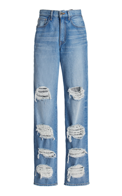 Shop Brandon Maxwell The Rayssa Distressed Straight-leg Jeans In Medium Wash