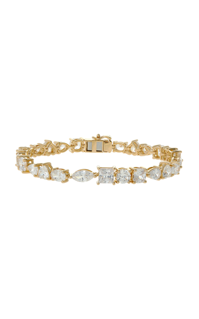 Shop Judith Leiber Riviere 14k Gold-plated Bracelet In Silver