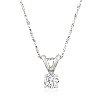Ross-simons Diamond Solitaire Necklace In 14kt White Gold In Silver