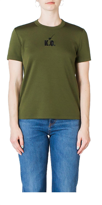 Shop Priscavera Embroidered Ko Tee In Hunter In Green