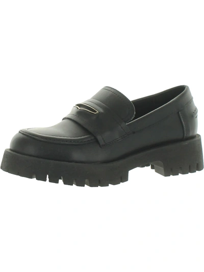 Shop Steve Madden Lawrance Womens Leather Slip On Loafers In Black