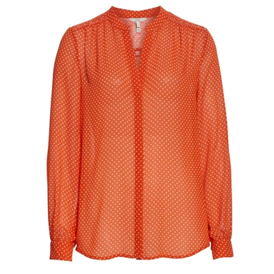 Joie Women Mintee G Warm Terracotta Orange Polka Dot Silk Blouse In Orange