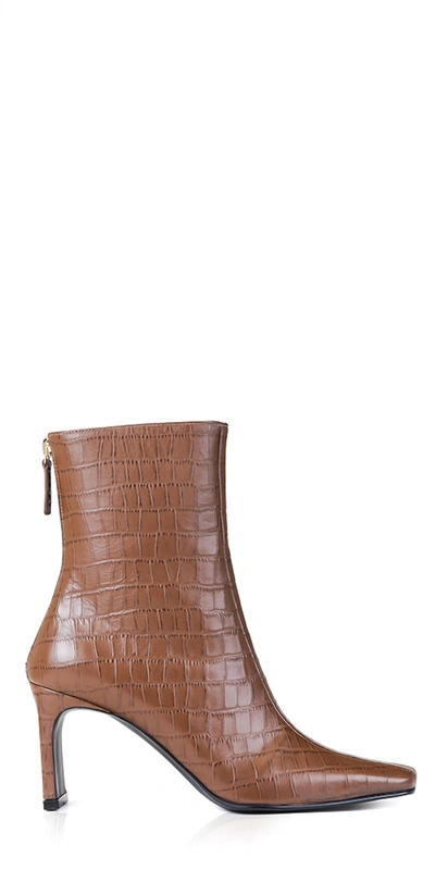 Shop Reike Nen Croc-effect Leather Trim Boots In Brown