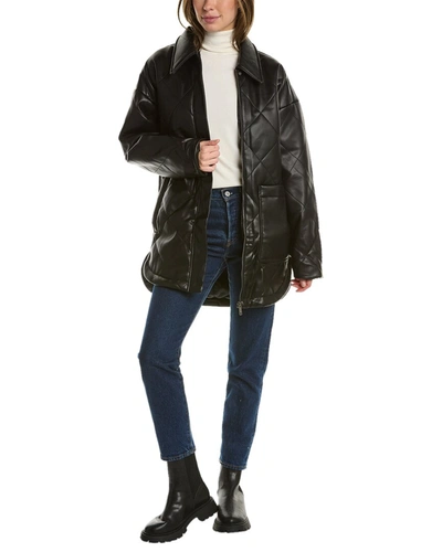 Shop Apparis Stevie Oversized Quilted Shacket In Black