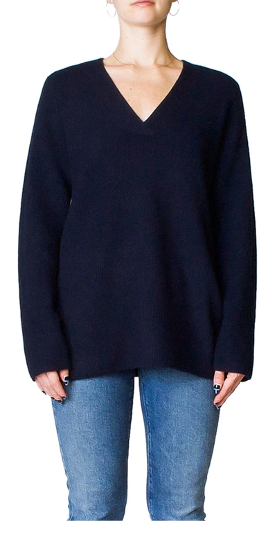Shop Vince Wool Cashmere V-neck Sweater In Coastal Blue