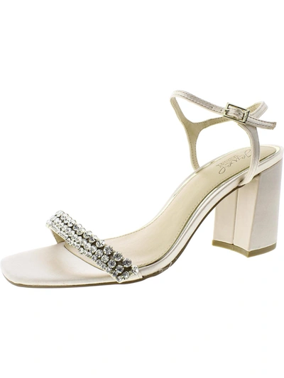 Shop Jewel Badgley Mischka Lori Womens Jeweled Ankle Strap Heels In Multi